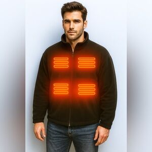 NWT Men’s Heated Jacket 5V  -XXL Black, + ActionHeat Power Bank Included Redhead